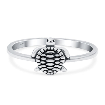 Turtle Band Oxidized Solid 925 Sterling Silver Thumb Ring (8mm)